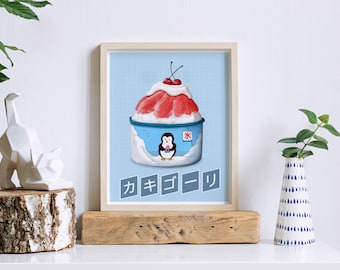 Kakigori Art, Japanese Ice Cream Print, Foodie Wall Art, Japanese Food Art,  Japan Dessert Art Print | Paper prints 8x10 - 20x30 in