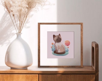 Evening Cat Art Print: Alphonse Mucha Inspired Wall Decor