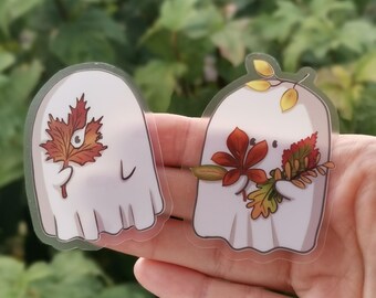 Pegatina transparente de fantasmas - Pegatina de hojas de otoño - Bullet Journal - Álbum de recortes - Agenda - Otoño acogedor
