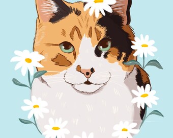 Custom Cat Portrait, Illustrated Cat Portrait, Cat Art, Cat Painting, Pet Painting, Custom Portrait, Pet Loss, Pet Memorial, hand drawn