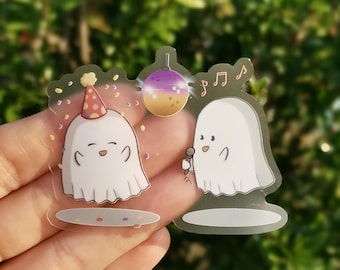 Ghosts Clear Sticker - Whimsical Halloween Party Vinyl Decal (Waterproof)