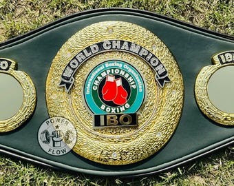 IBO Boxing Championship Belt Replica – Gold-Plated Title Trophy Display – Boxing Collectible