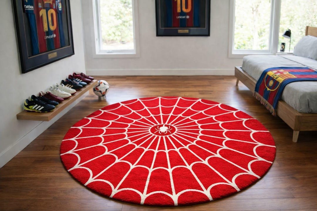 Minesweeper Rug 9x9 Round Spider Web Tufted Rug | Handmade Gaming Room Area Rug - Etsy