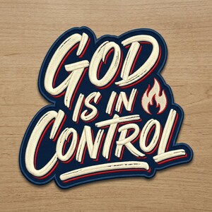 God Is In Control Embroidered Patch - Iron On / Sew On Badge, Christian Faith Aesthetic Patch for Jacket Backpack Hat, Gift Idea