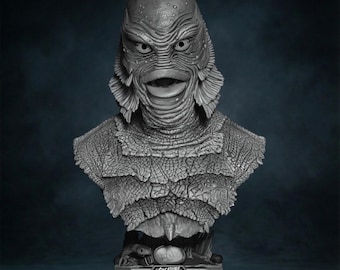 Busto de criatura clásica del pantano / Retrato de monstruo vintage / Archivos STL 3D PRINT