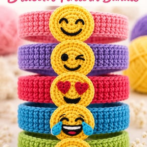 Virkade emoji-armbandsmönster i PDF-format, söta vänskapsarmband, enkla virkade armbandsmönster, söta handgjorda smycken