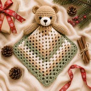 Crochet Teddy Bear Lovey Pattern PDF | Baby Security Blanket Crochet Pattern | Amigurumi Bear Lovey | Beginner Friendly Instant Download
