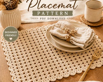 Crochet Placemat Pattern PDF, Farmhouse Table Mat, Rustic Crochet Table Decor, Beginner Crochet Pattern, Dining Placemat Pattern