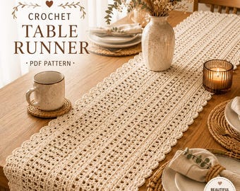 Crochet Table Runner Pattern PDF | Farmhouse Lace Runner | Crochet Placemat Pattern | Rustic Table Decor | Beginner Friendly Crochet Pattern