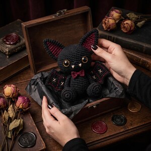 Gothic Voodoo Amigurumi Bundle Crochet Pattern PDF | Cat Bat Bunny Frog Moth Octopus Plague Doctor | Halloween Goth Plush Collection image 4