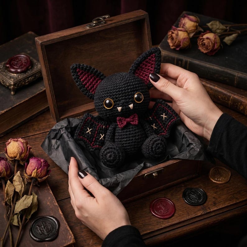 Gothic Voodoo Amigurumi Bundle Crochet Pattern PDF | Cat Bat Bunny Frog Moth Octopus Plague Doctor | Halloween Goth Plush Collection image 4