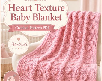Heart Texture Baby Blanket Crochet Pattern PDF, Bobble Heart Blanket Pattern, Crochet Baby Afghan, Baby Shower Gift, Nursery Blanket
