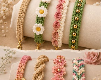 Crochet Bracelet Pattern Bundle PDF | 12 Beginner Friendly Bracelet Patterns | DIY Boho Jewelry Crochet Tutorial | Easy Handmade Gift Ideas