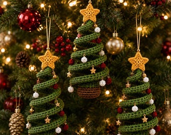 Crochet Spiral Christmas Tree Ornament Pattern PDF, Amigurumi Christmas Tree, Holiday Ornament Crochet Pattern, DIY Christmas Decor