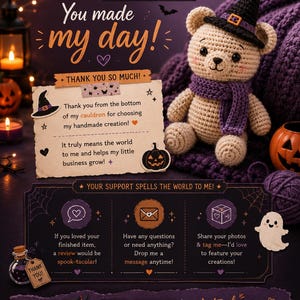 Gothic Voodoo Amigurumi Bundle Crochet Pattern PDF | Cat Bat Bunny Frog Moth Octopus Plague Doctor | Halloween Goth Plush Collection image 15