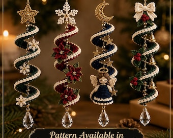 Christmas Crochet Spiral Wind Spinner Pattern Bundle | 4 Festive Hanging Ornaments PDF | Holiday Crochet Decor | DIY Ornament Pattern