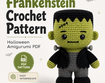 Frankenstein Crochet Pattern | Halloween Amigurumi Plush PDF | Monster Crochet Pattern | Spooky Crochet Toy