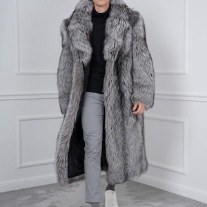 Silver fox fur coat - Etsy 日本