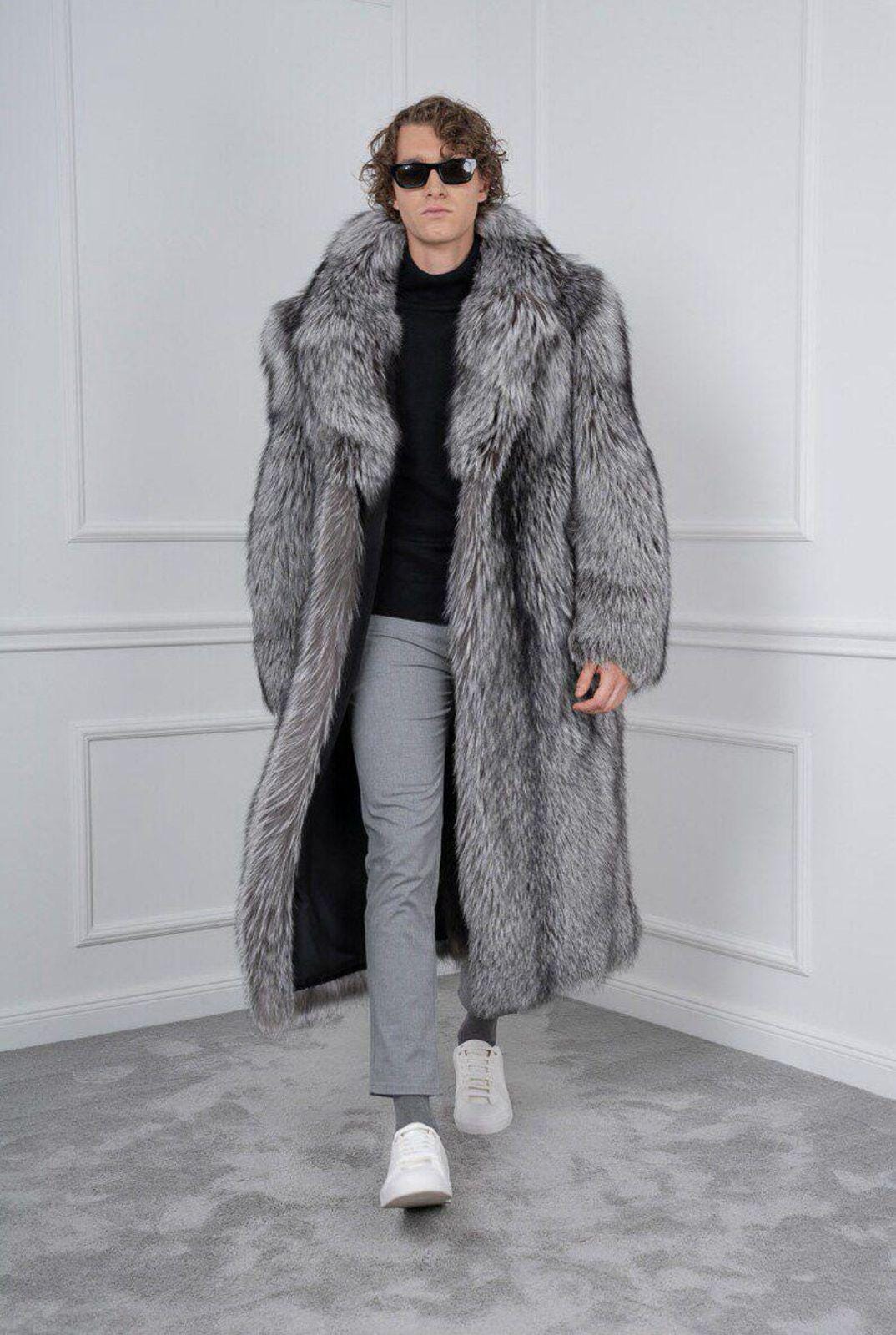 Silver fox fur coat - Etsy 日本