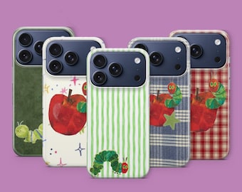 Cute Caterpillar Phone Case kawaii insect red apple spring Cover for iPhone 17 Pro 16 15 14 13 12 Samsung S26 S25 S24 S23 A17 A57 Pixel 10 9