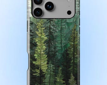 カスタムステンドグラス風セージグリーンスマホケース 自然の葉っぱ模様カバー iPhone 17 16 15 14 13 12 Samsung S26 S25 S24 Pixel 10 9 8対応