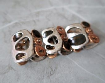 Pulsera elástica vintage moderna de metal abstracto multicolor