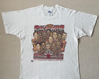 Camiseta vintage de los Chicago Bulls de 1990 con Jordan Pippen y Rodman, campeón de la NBA de 1996