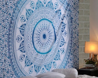 Arazzo Mandala da parete, decorazione da parete Boho Hippie, arte mandala in cotone indiano, decorazione per sala di meditazione, arazzo estetico per dormitorio