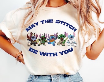 May The Stitch Be With You Shirt, Stitch Star Wars Parody T-Shirt & Sweatshirt, Funny Sci-Fi Gift, Unisex Graphic Tee, Disney Stitch Wars