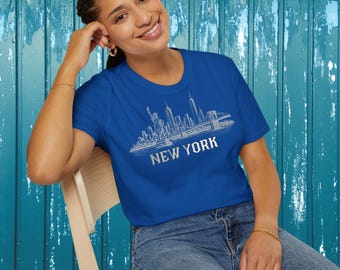 Vintage NYC Skyline T-Shirt & Sweatshirt, Statue of Liberty Graphic Tee