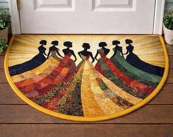 Ebony Soul välkomstmatta, dörrmatta med svart kultur, dekor med melanindrottning, dörrmatta med afroflicka, dekor för entrén
