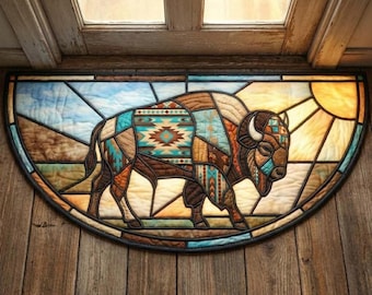 Native Legacy Quilted Welcome Mat, Tribal Pattern Door Mat, Southwest Entry Rug, Boho Geometric Decor, Rustic Home Gift