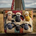 Funny Sheep Quilted Tote Bag, Cute Sheep Farm Animal Shoulder Bag, Rustic Farmhouse Handbag, Country Style Tote, Gift For Sheep Lover product logo