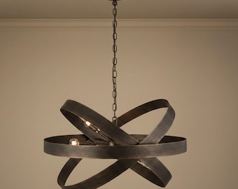 Bronze Vintage Kronleuchter - Metall Strap Orb Light - Industrieller Bauernhaus Anhänger