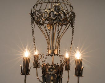 Heißluftballon Kronleuchter Steampunk Hängeleuchte - Vintage Bronze Kinderzimmer Deckenlampe - skurriles Industrie Dekor Fantasy Ballon Licht