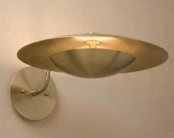 Handgefertigte Messing Wandleuchte, Art Deco Eitelkeitsleuchte, Industrielle Nachttischlampe