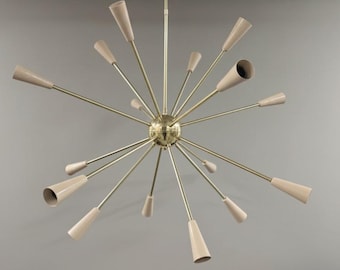 Mid Century Style Sputnik Chandelier - 16 Light Atomic Starburst Ceiling Fixture - Italian Modern Brass Pendant Light - Interior Lighting