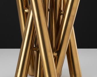 Skulpturale Messing Tischlampe, Schreibtischleuchte, Industrial Gold Statement