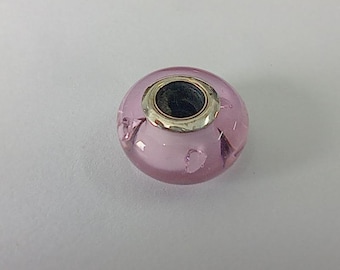 pandora silver pink hearts murano glass charm