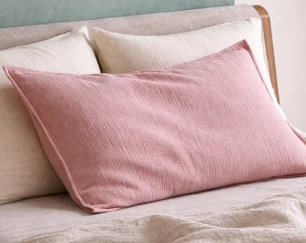 Federa in morbida mussola per cuscino da bambino, federa in mussola rosa, garza di cotone ultra morbida, biancheria da letto accogliente e neutra per neonati.