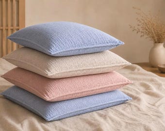 Federa in mussola – Vari colori e misure / Cotone, morbida e traspirante, chiusura a busta - Fodera con bordo decorativo