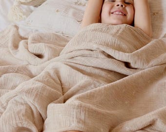 Coperta in mussola – Coperta in garza di cotone ultra morbida, traspirante per neonati e bambini piccoli, coperta estiva leggera, biancheria da letto fatta a mano
