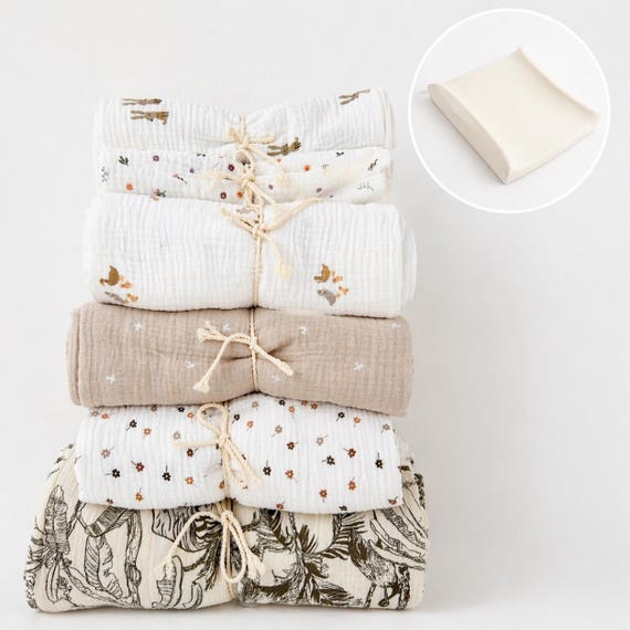 Muslin Changing Pad Cover SET (2) – Soft Breathable Cotton Baby Changing Mat Cover, IKEA VADRA - Cotton Muslin,  Muslin Baby Bedding