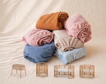 Sábana bajera ajustable de muselina Stokke Sleepi / Sábana de cuna de algodón de gasa / Sábana para minicama Stokke V2 V3 / Ropa de cama transpirable para bebé / Sábana a medida