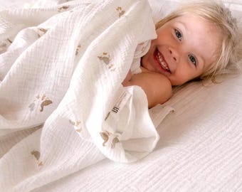 Copertina per neonati in mussola – Morbida fascia per neonati in 100% cotone, traspirante, ideale per la cameretta, perfetta come idea regalo per baby shower.