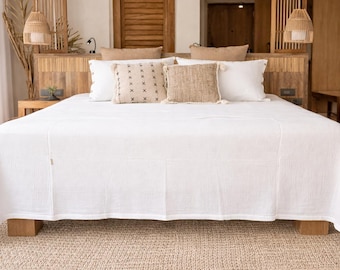 Copriletto a triplo strato in garza di mussola – Coperta in morbido cotone, trapunta leggera e traspirante, biancheria da letto di grandi dimensioni, coperta leggera in cotone