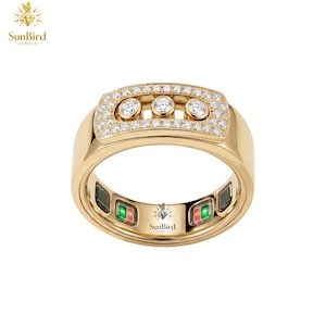 Oura Ring Cover Gen 5 | Moissanites Diamond Smart Ring Enhancer | 14K Gold Pave Protector | Luxury 3-Stone Tech Jewellery Guard