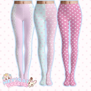 Sweet Dotted Candy Tights - Kawaii Fairykei Jojifuku socks , Pastel Polka Dots