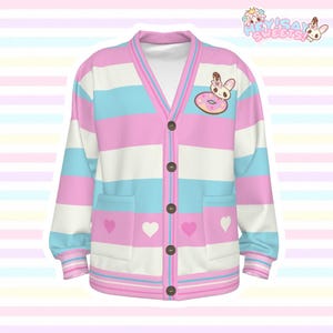 Frosted Sugar Stripes - Kawaii Jojifuku Cardigan , Pastel Heisei jacke