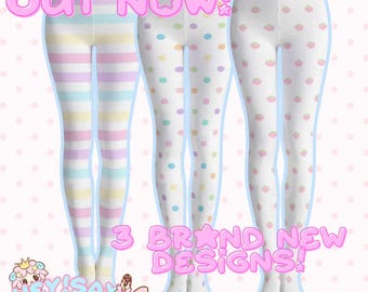 Medias de caramelo con lunares dulces, parte 2 - Calcetines Kawaii Fairykei Jojifuku, lunares pastel